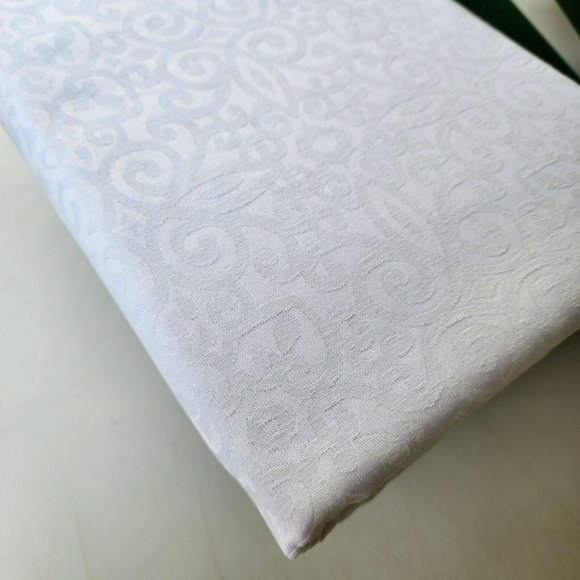 Charles Gallen White Damask Avondale‎ Tablecloth Irish Linen 60x84in - Picture 4 of 14